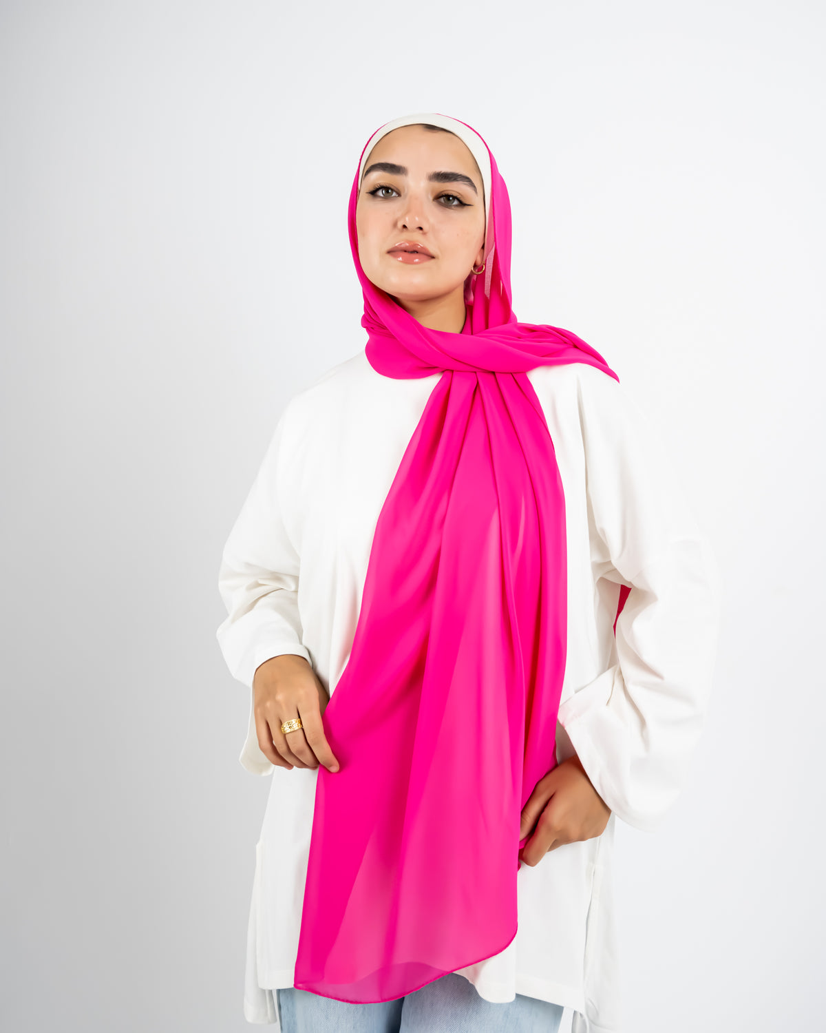 CHIFFON SCARF -FOSHIA