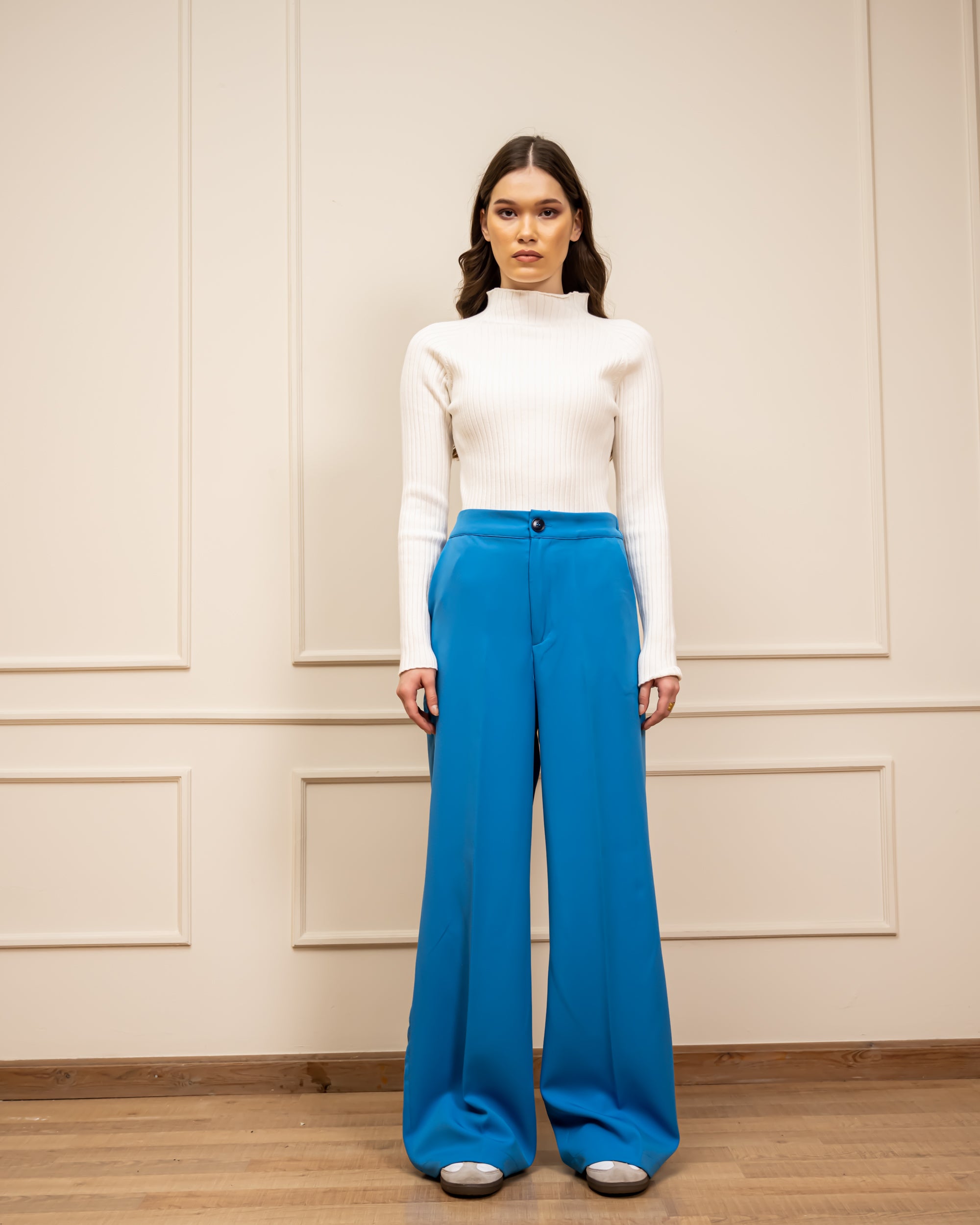 CLASSIC WIDE LEG PANTS -BLUE