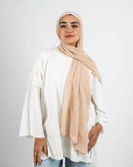 EMBROIDERED CHIFFON SCARF -NUDE