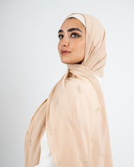 EMBROIDERED CHIFFON SCARF -NUDE