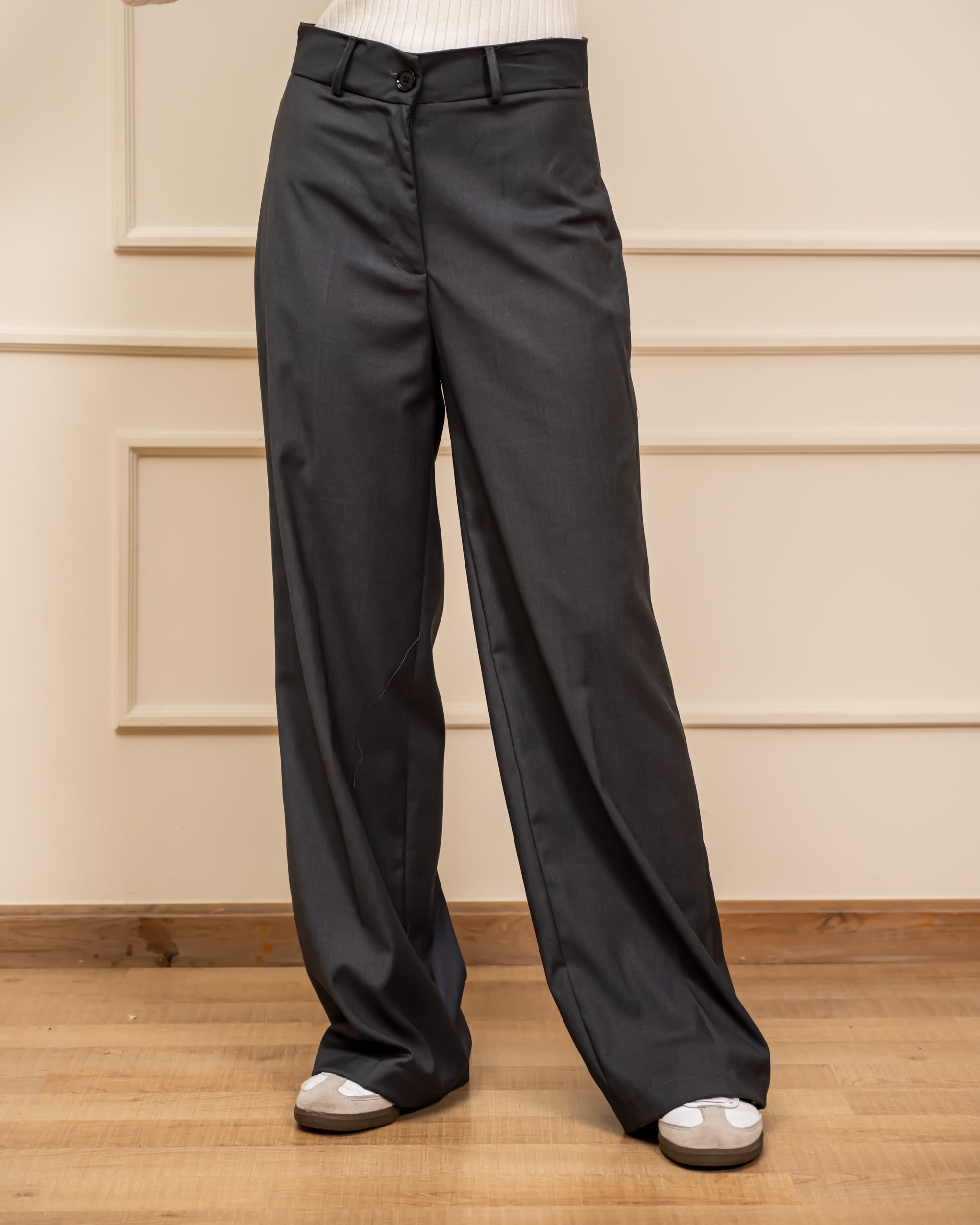 CLASSIC WIDE LEG PANTS-GRAY