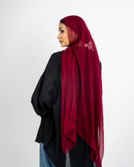 LINEN PLAIN SCARF -Burgundy