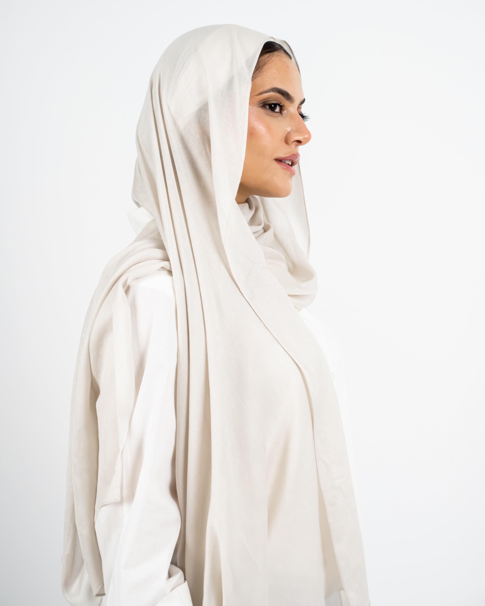 LINEN PLAIN SCARF -BEIGE