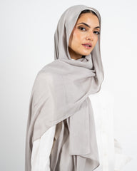 LINEN PLAIN SCARF -SILVER