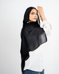 LINEN PLAIN SCARF -BLACK