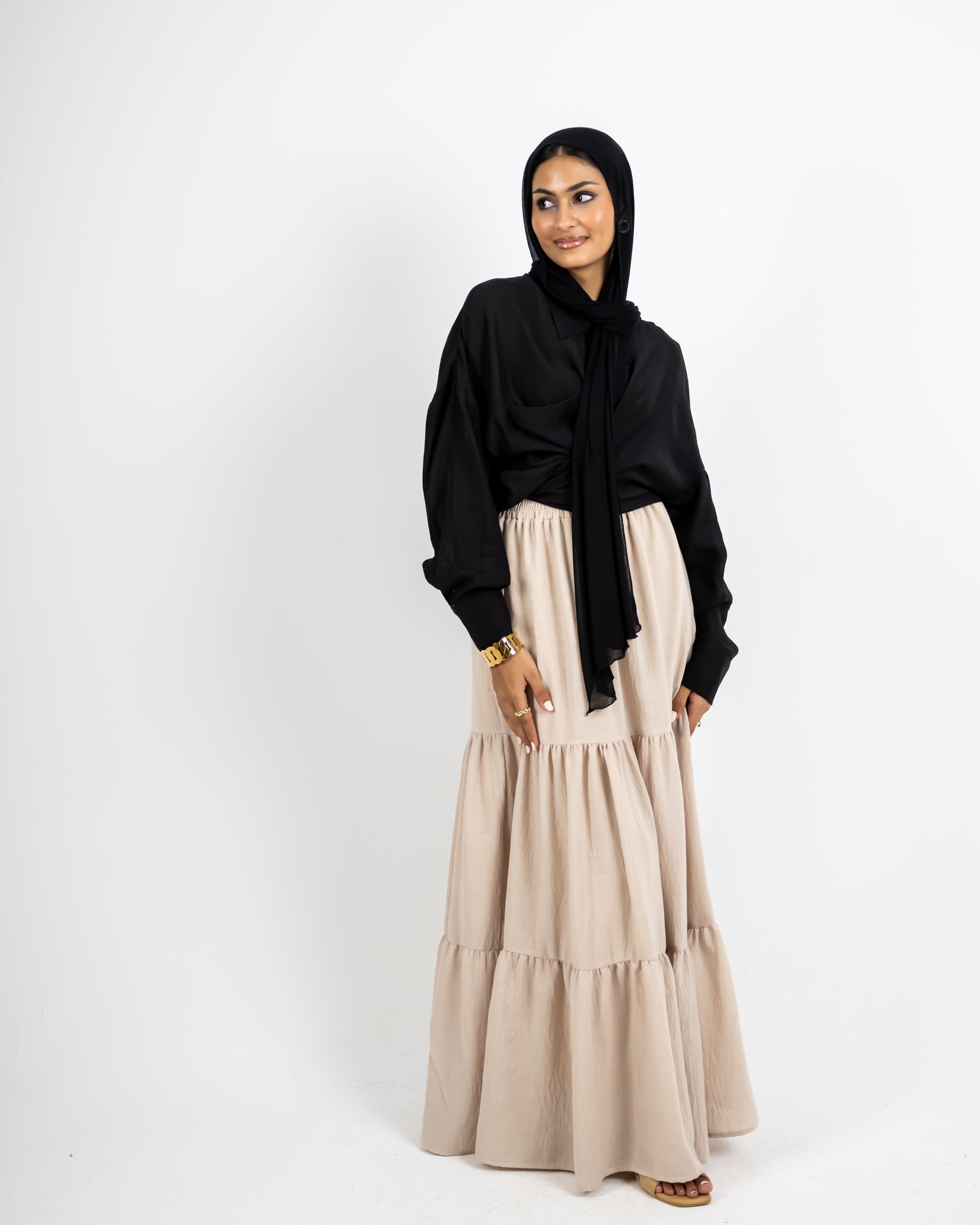 تنورة من الكتان - بيج