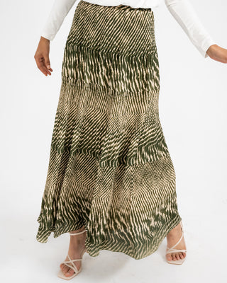 CHIFFON PLISSE SKIRT -OLIVE