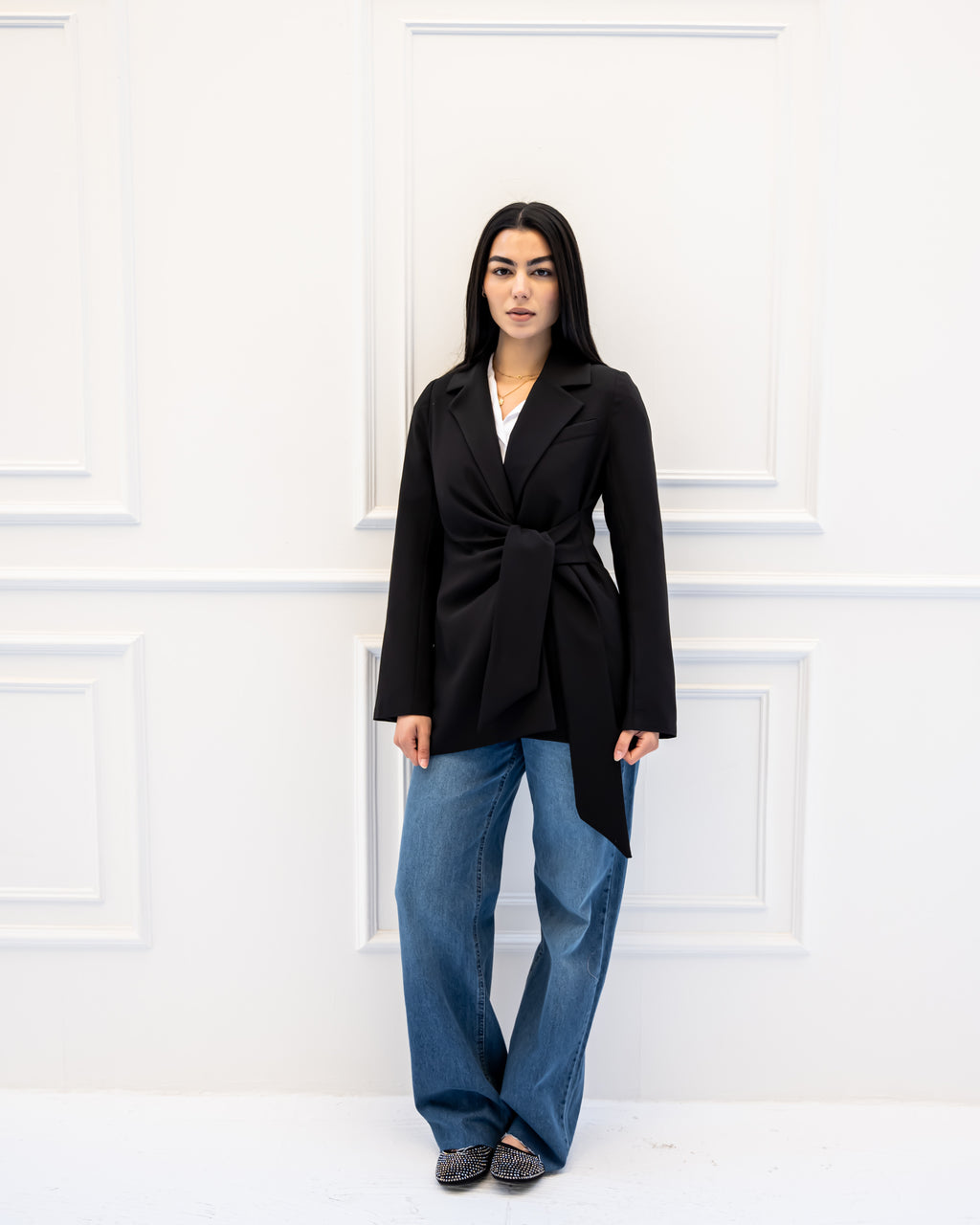 WRAPPED FORMAL BLAZER -BLACK