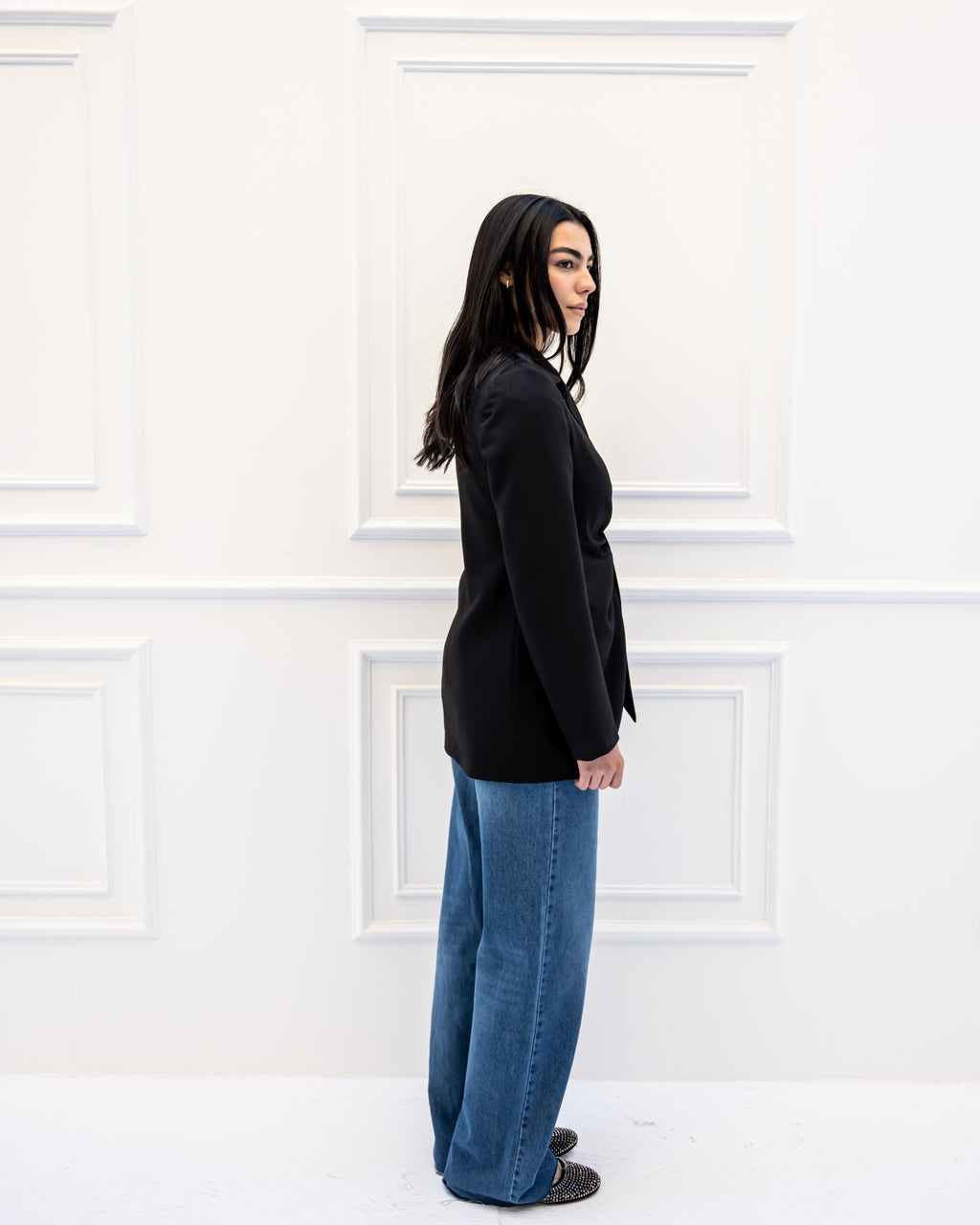 WRAPPED FORMAL BLAZER -BLACK