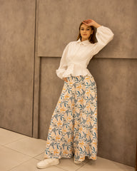LEAVES WIDE LEG PANT-BABY BLUE