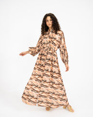 PRINTED LINEN DRESS-CAFE