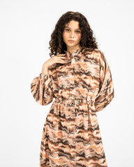 PRINTED LINEN DRESS-CAFE