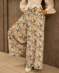 LEAVES WIDE LEG PANT-BABY BLUE