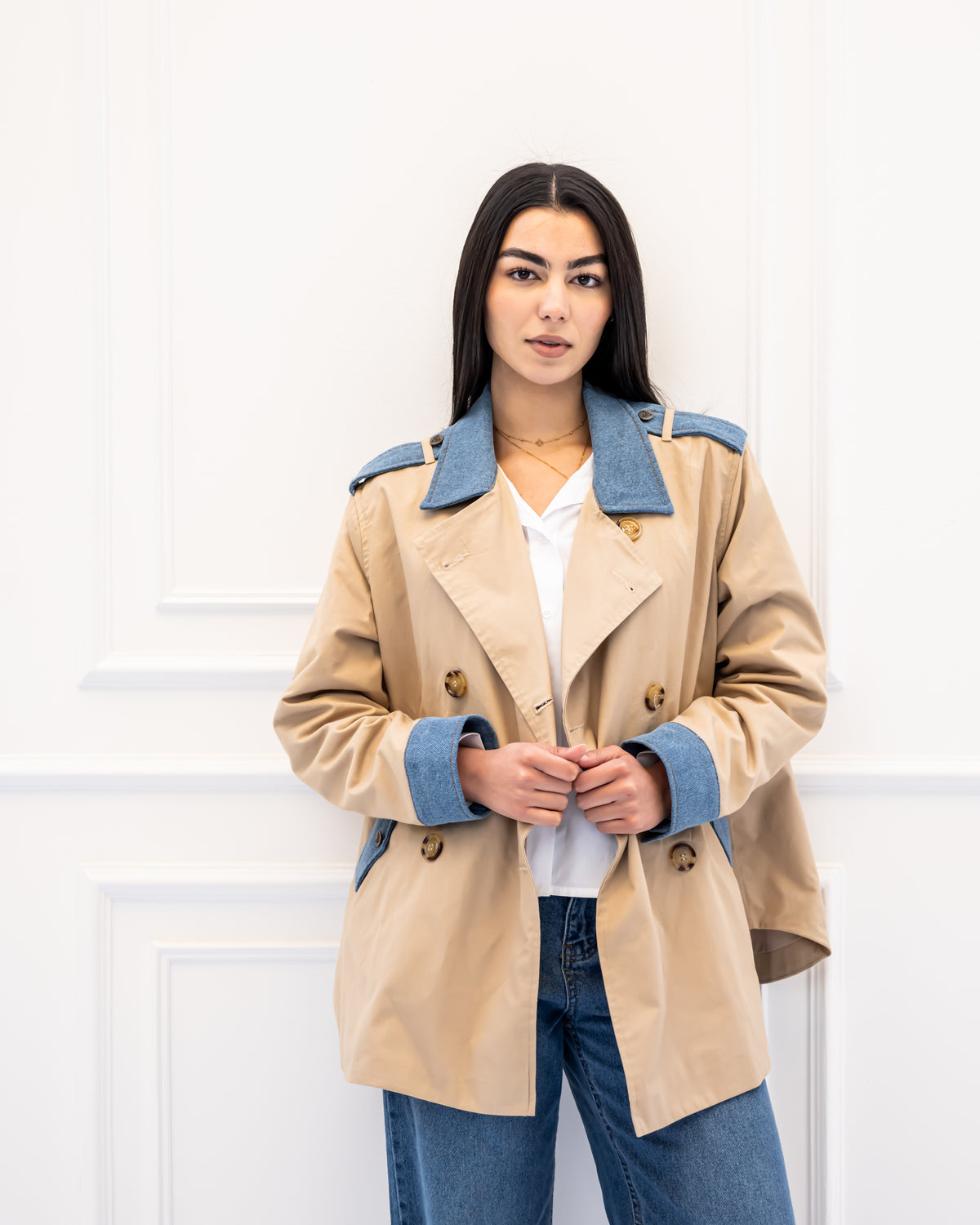 MIXED GABARDINE JACKET -PAIGE