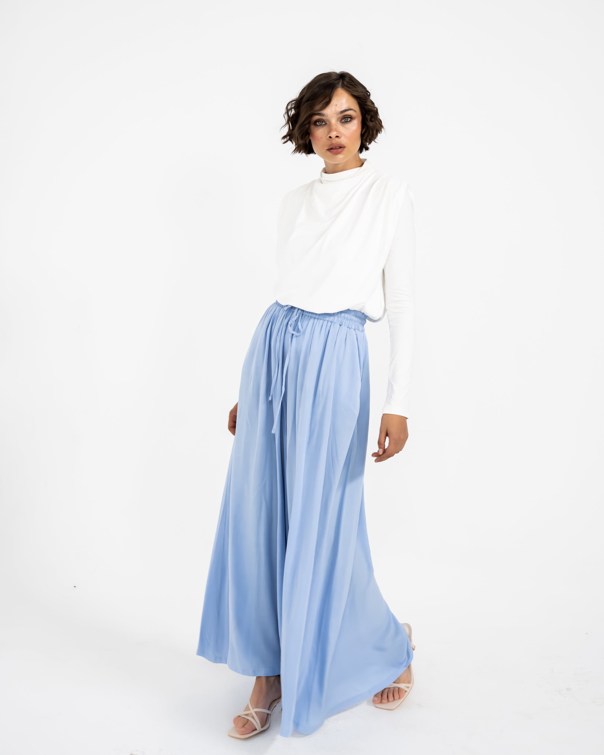 LINEN WIDE LEG PANT-BABY BLUE