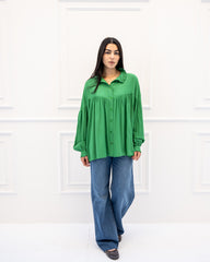 OVERSIZED COTTON BLOUSE -GREEN