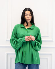 OVERSIZED COTTON BLOUSE -GREEN