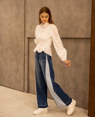 DOUBLE WIDE LEG PANT -BLUE