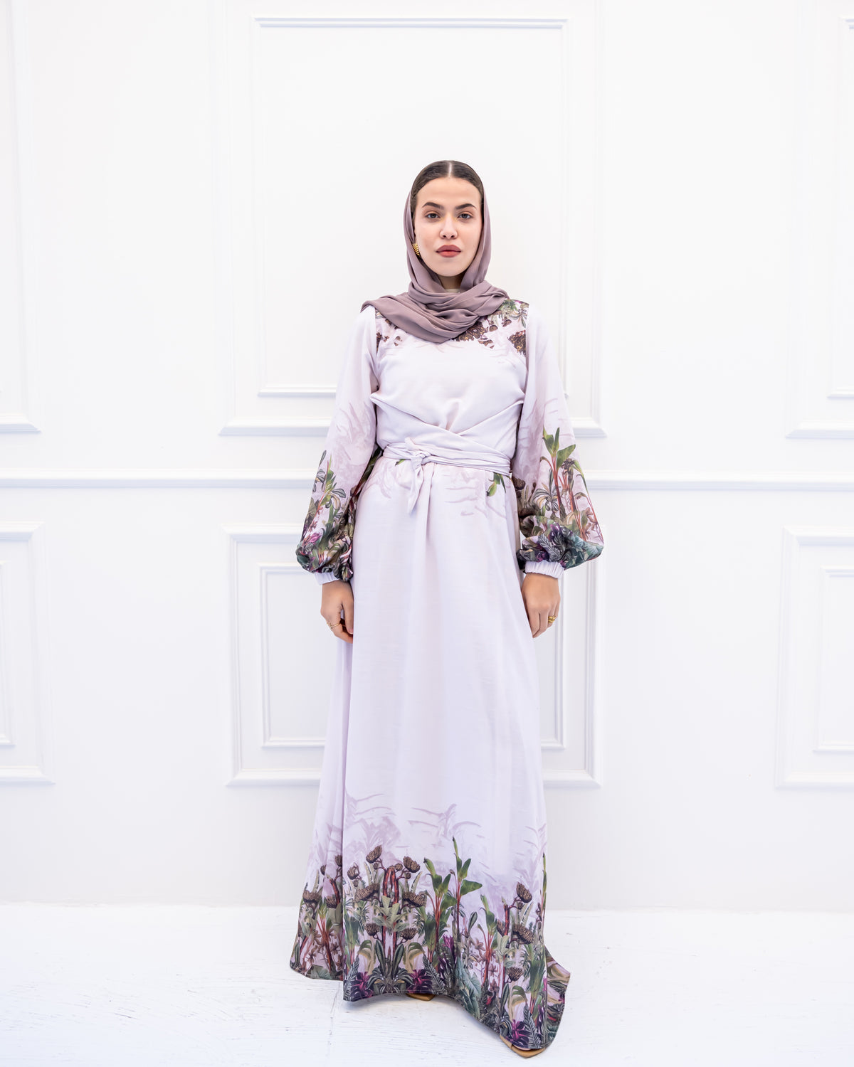 WITH BORDERED LINEN DRESS -Light Rose