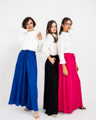 LINEN WIDE LEG PANT-FOSHIA