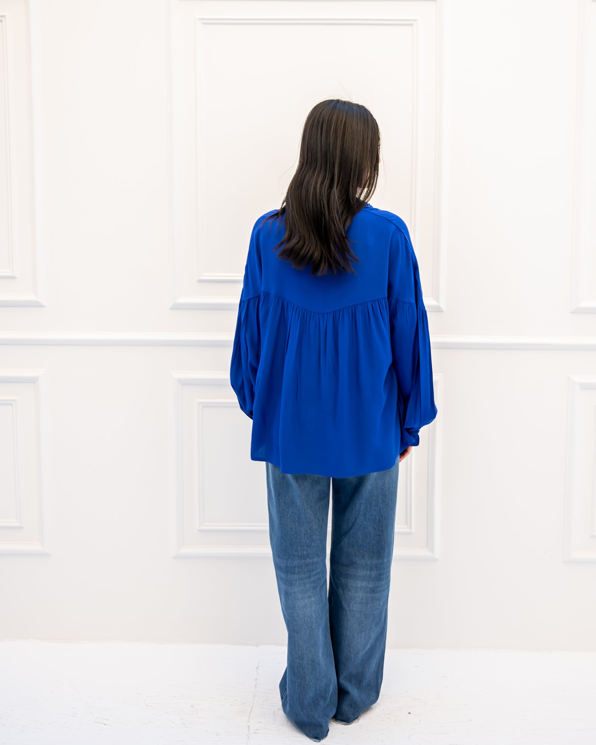 OVERSIZED COTTON BLOUSE -BLUE