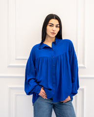 OVERSIZED COTTON BLOUSE -BLUE