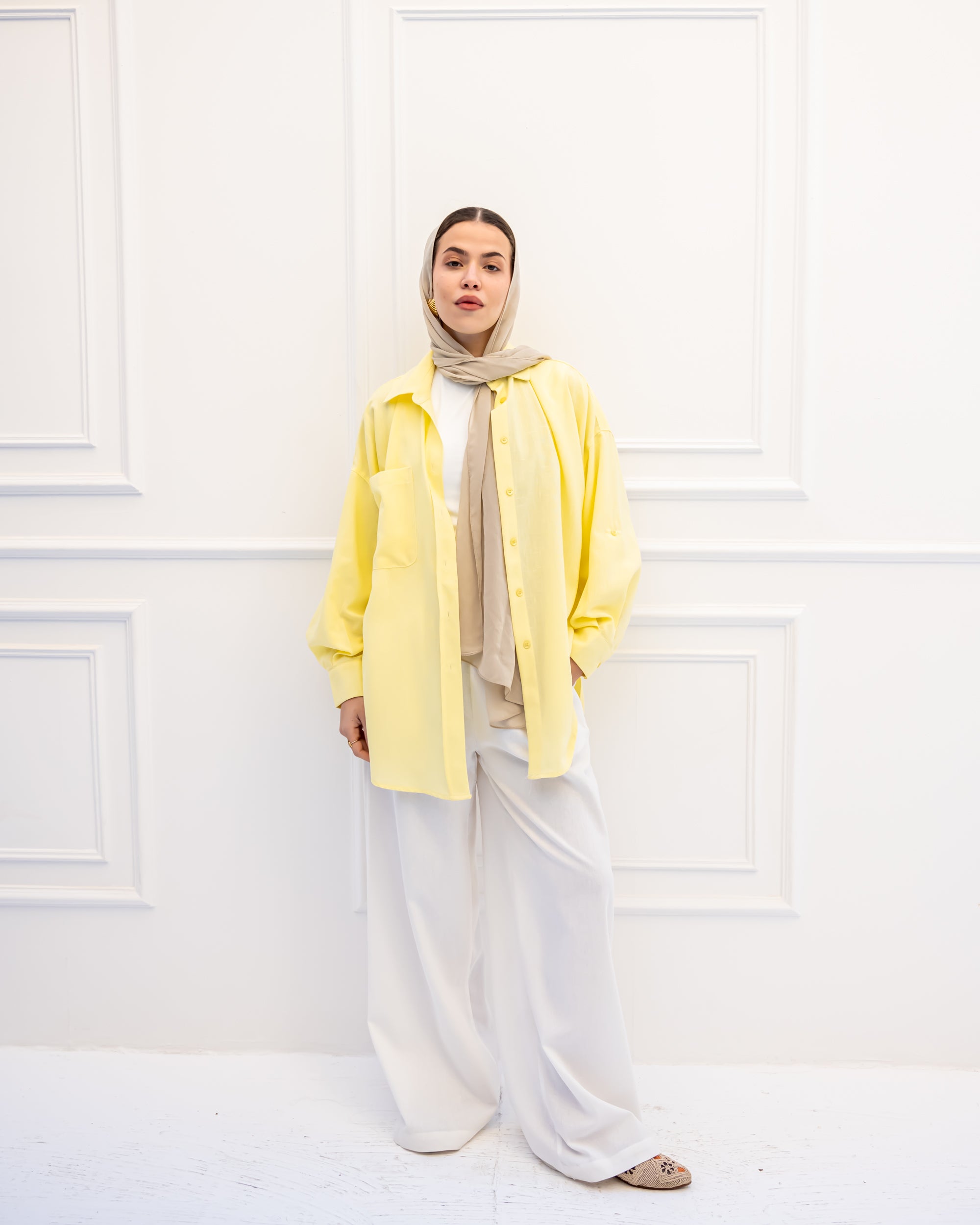 OVERSIZED LINEN SHIRT-YELLOW