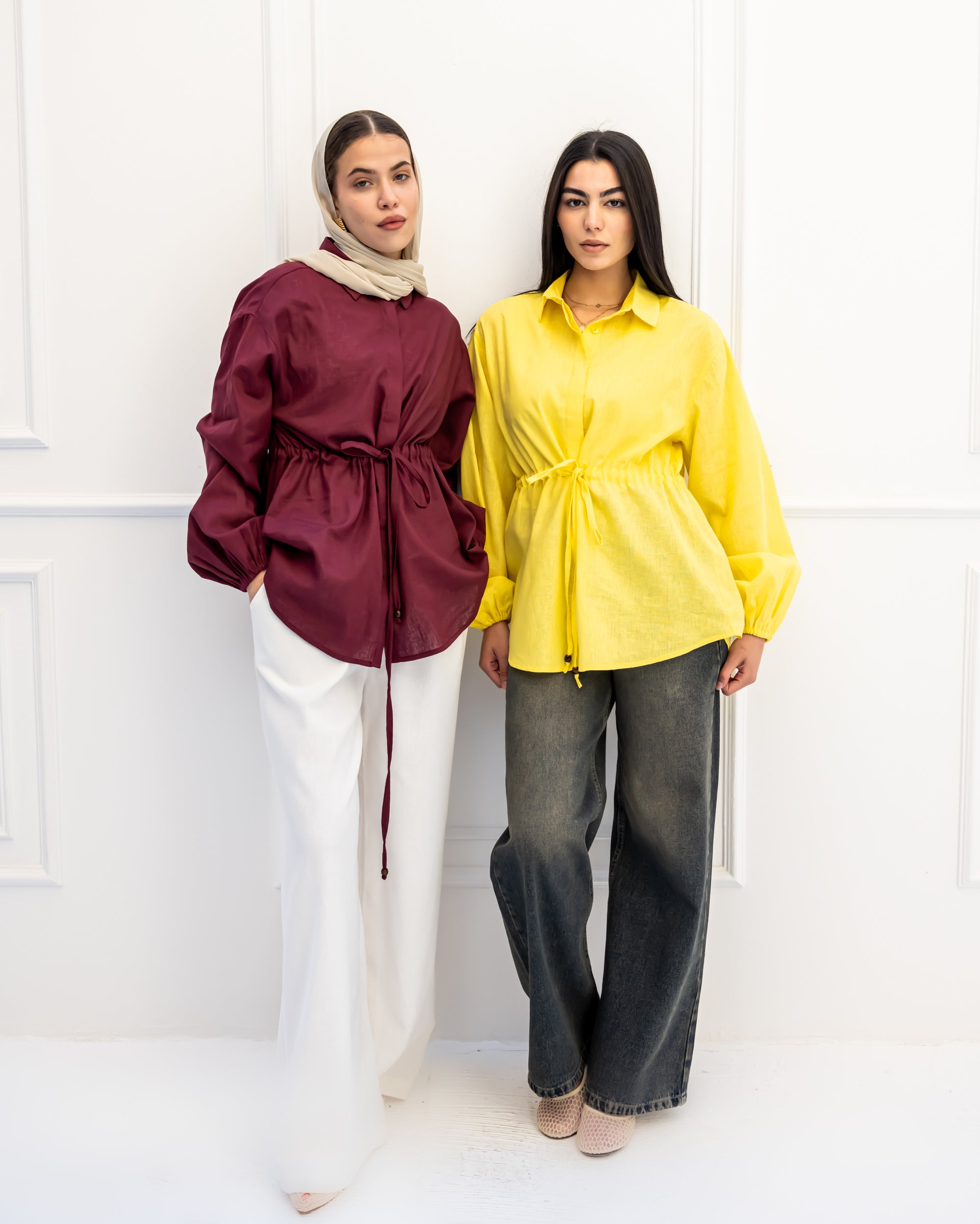 PURE LINEN BLOUSE-MAROON