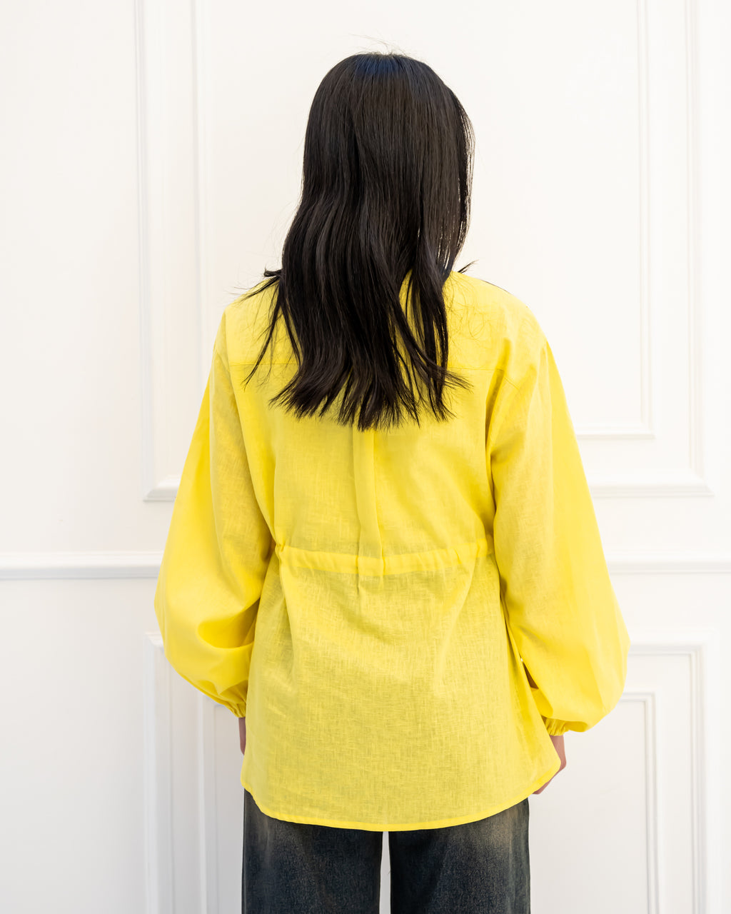 PURE LINEN BLOUSE-YELLOW