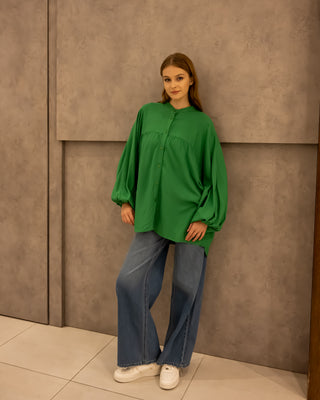 PLAIN OVERSIZED BLOUSE -GREEN