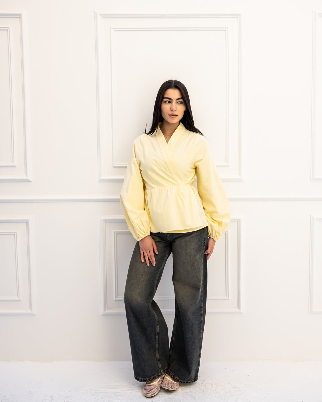 BALLOON WASHED PANTS-WASHED BLUE