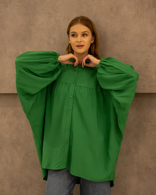 PLAIN OVERSIZED BLOUSE -GREEN