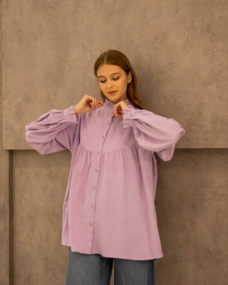 OVERSIZED LINEN BLOUSE -LILAC