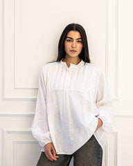 OVERSIZED PURE LINEN BLOUSE-WHITE