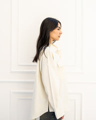 OVERSISED GABARDINE SHIRT-OFF WHITE