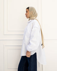 PLAIN OVERSIZED BLOUSE-WHITE