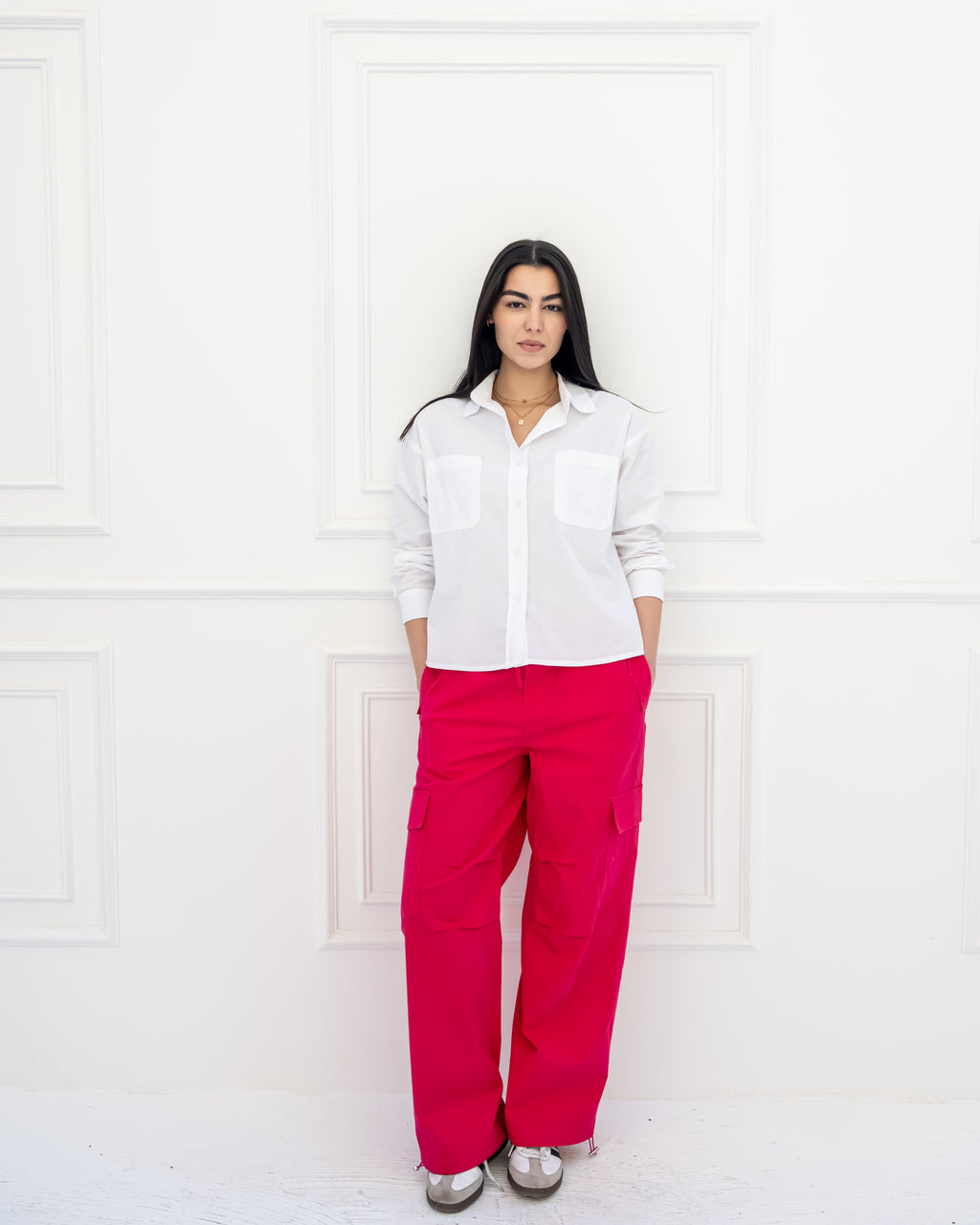 CARGO GABARDINE PANTS-FOSHIA