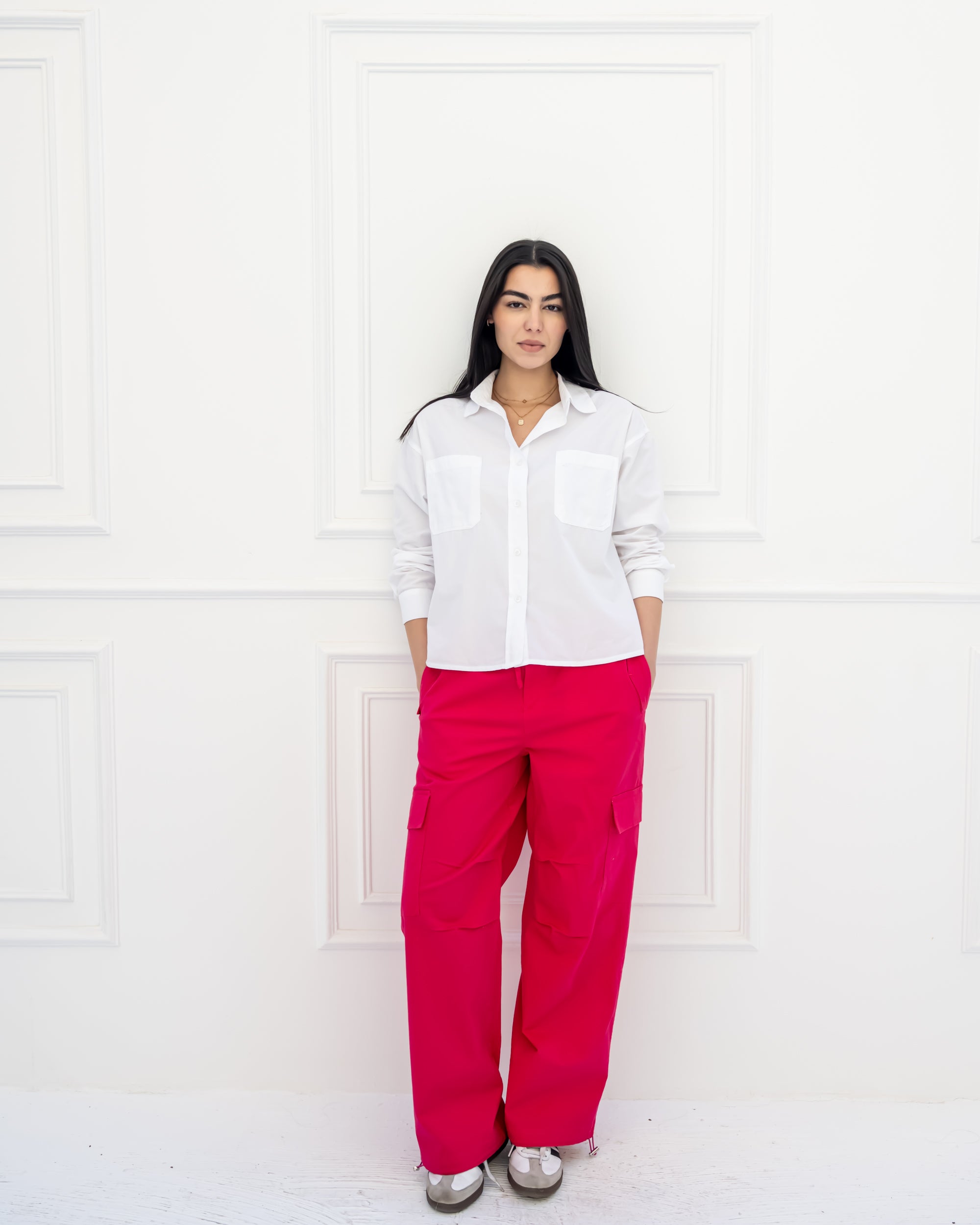 CARGO GABARDINE PANTS-FOSHIA