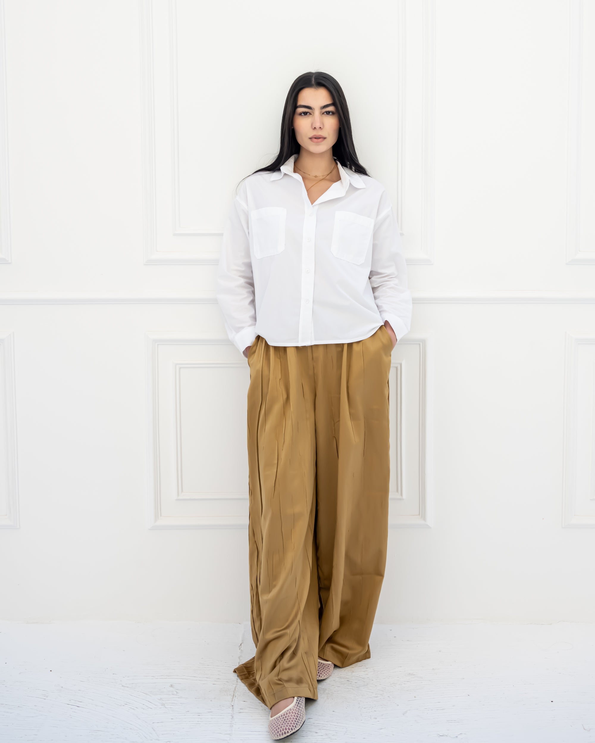 CRINKLE PANTS-GOLD
