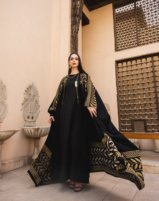 EMBROIDERED KAFTAN-BLACK