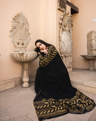 EMBROIDERED KAFTAN-BLACK