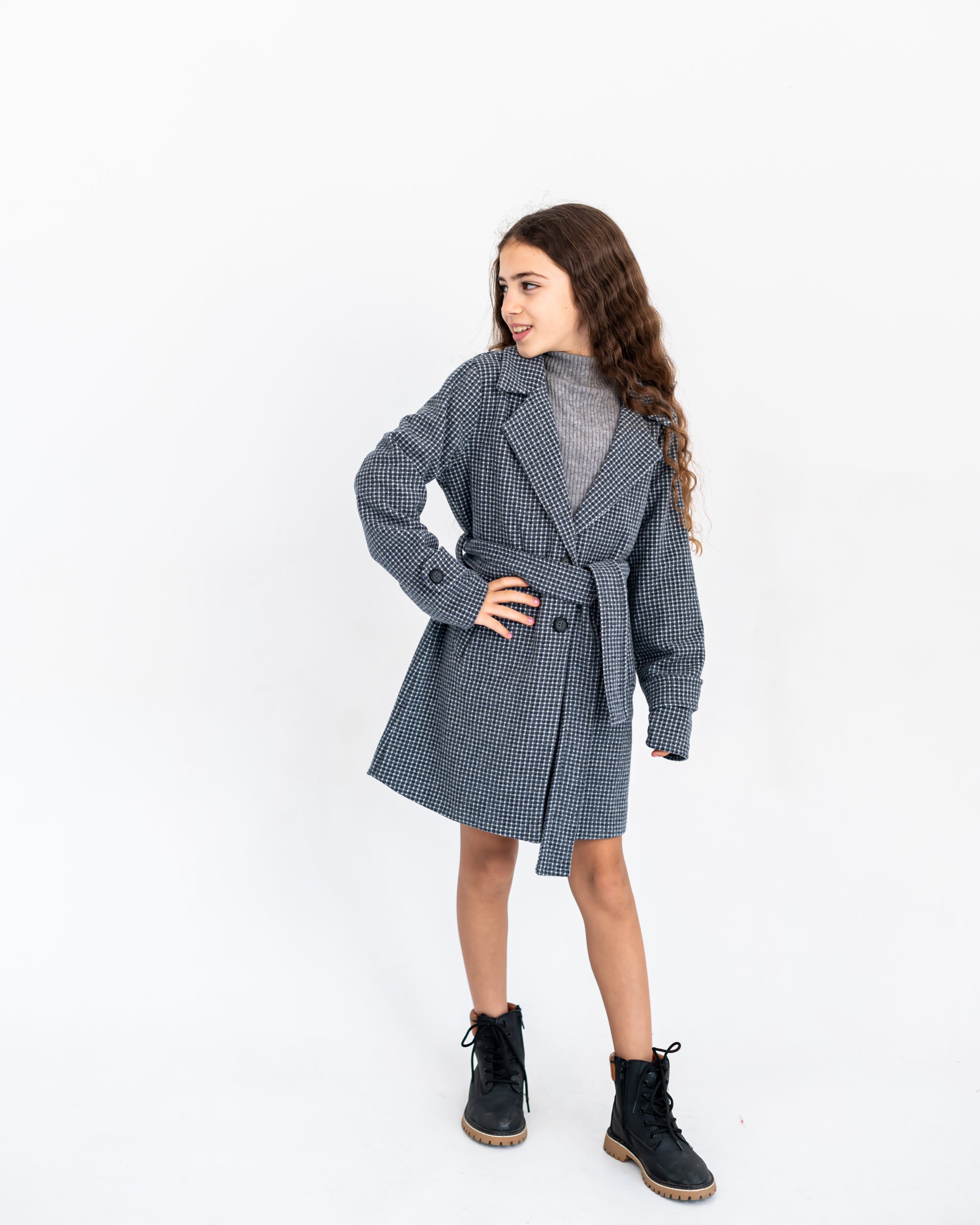 DOTTED TRENCH COAT -GRAY