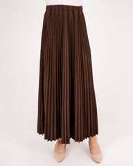 Plisse Skirt Crepe-BROWN