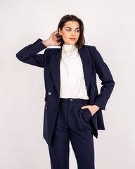 LONG FORMAL BLAZER -BLUE BLACK