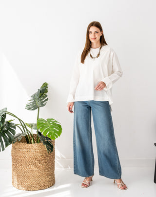 WIDE LEG DENIM PANT-DARK BLUE