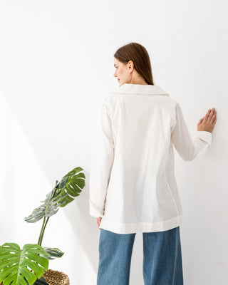 PLAIN OVERSIZED BLOUSE -OFF WHITE