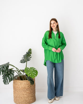 OVERSIZED LINEN SHIRT-GREEN