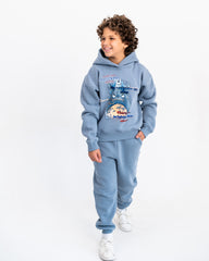 WITH HOODIE PRINTED SWEATSHIRT-BABY BLUE