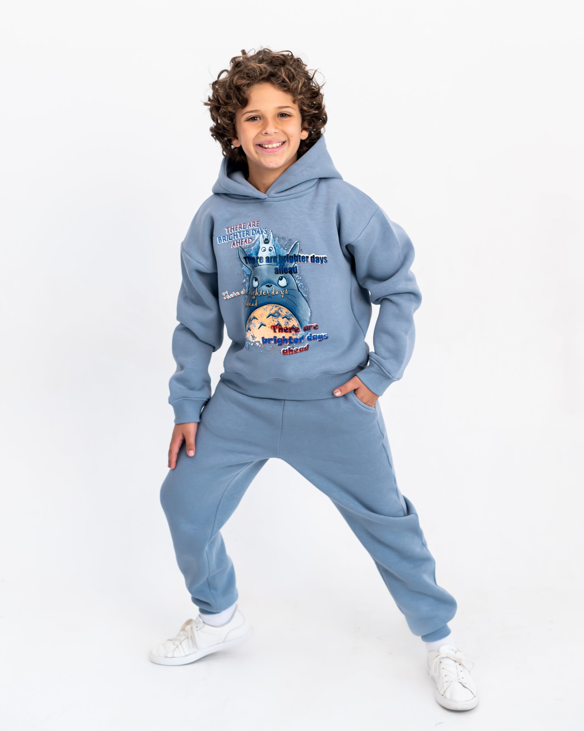 WITH HOODIE PRINTED SWEATSHIRT-BABY BLUE