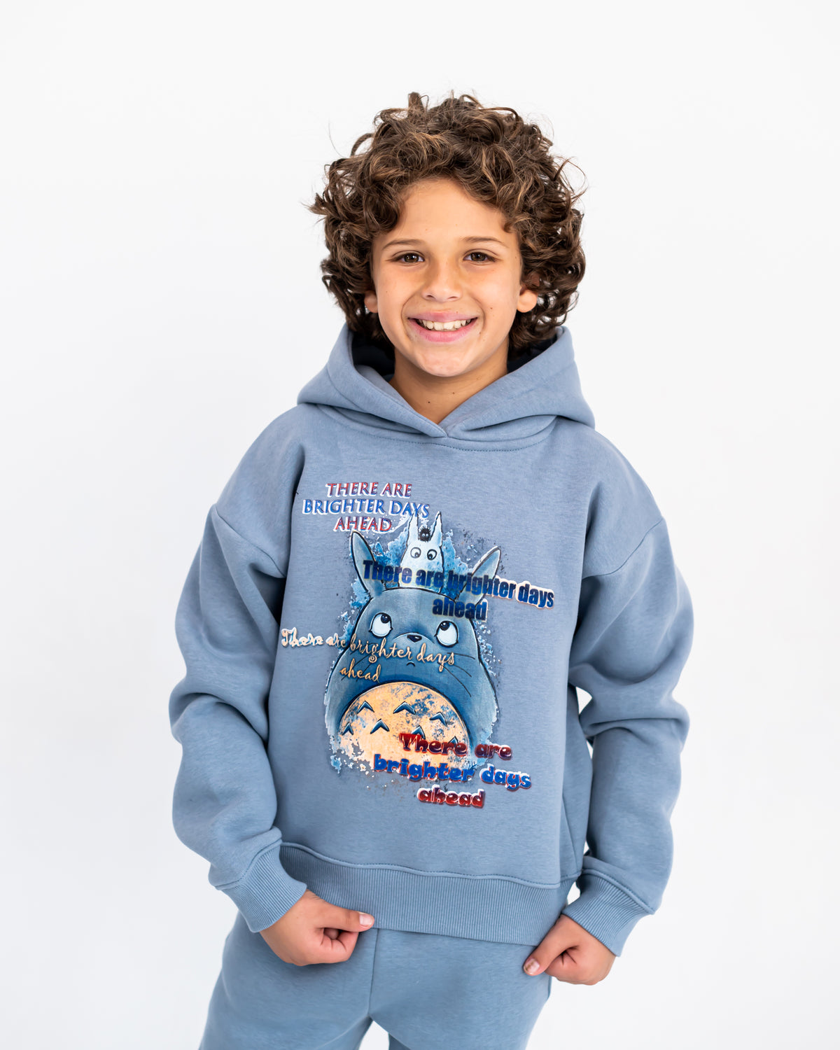 WITH HOODIE PRINTED SWEATSHIRT-BABY BLUE